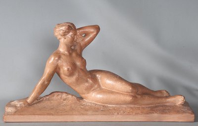Terre cuite Art Déco, de Henri BARGAS nue féminin