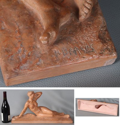 Terre cuite Art Déco, de Henri BARGAS nue féminin