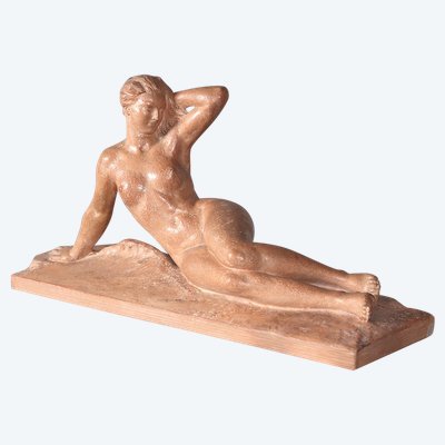 Terre cuite Art Déco, de Henri BARGAS nue féminin