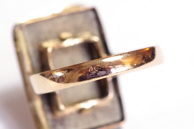 Victorian dog ring, Portrait miniature dog ring, 9k gold, England, Spaniel brittany