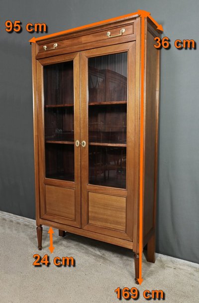 Piccola libreria in mogano con ante a vetro, stile Luigi XVI – fine XIX secolo