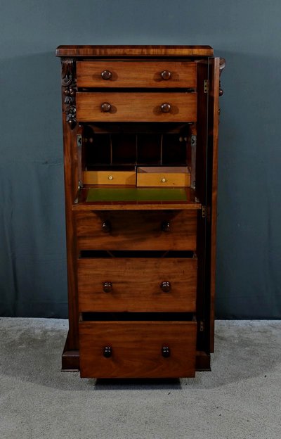 Petit Secrétaire Wellington en Acajou, époque Victorienne, Angleterre – 2ème partie XIXe