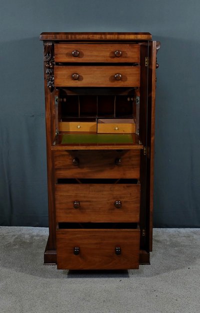 Petit Secrétaire Wellington en Acajou, époque Victorienne, Angleterre – 2ème partie XIXe