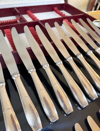 Alfénide Metal Cutlery - Ménagère Art Déco Christofle - Métal Blanc
