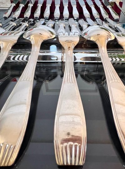 Alfénide Metal Cutlery - Ménagère Art Déco Christofle - Métal Blanc