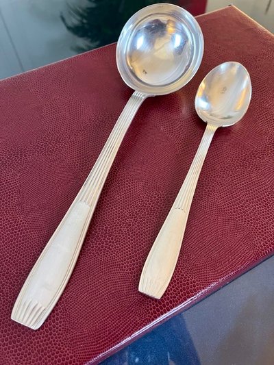 Alfénide Metal Cutlery - Ménagère Art Déco Christofle - Métal Blanc