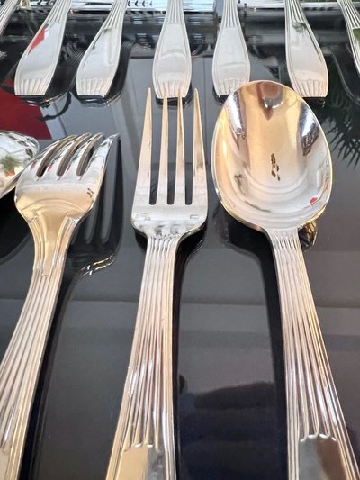 Alfénide Metal Cutlery - Ménagère Art Déco Christofle - Métal Blanc