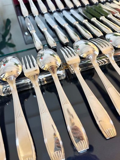 Alfénide Metal Cutlery - Ménagère Art Déco Christofle - Métal Blanc