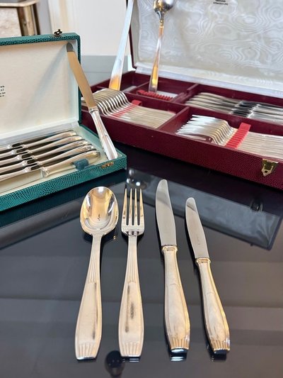Alfénide Metal Cutlery - Ménagère Art Déco Christofle - Métal Blanc