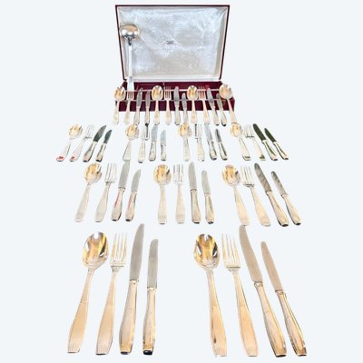 Alfénide Metal Cutlery - Ménagère Art Déco Christofle - Métal Blanc