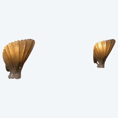 Paar „Coquillage“-Wandleuchten von Vetri Murano