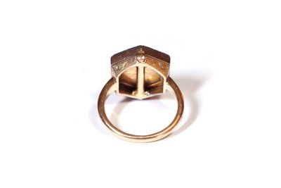 Antiker Portraitring mit Diamanten in Roségold, abnehmbarer Ring, Verwandlungsschmuck