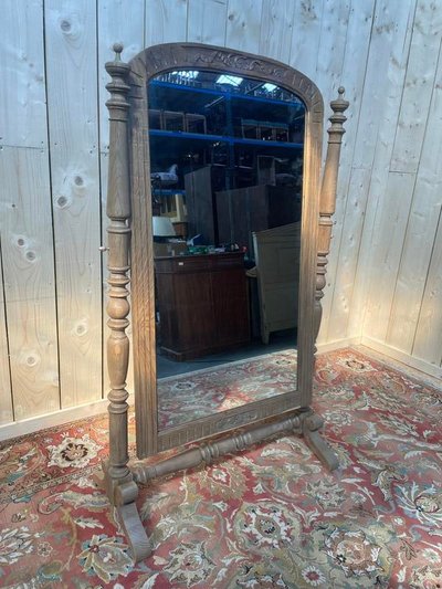 Mirror - Psyche in solid oak Napoleon III