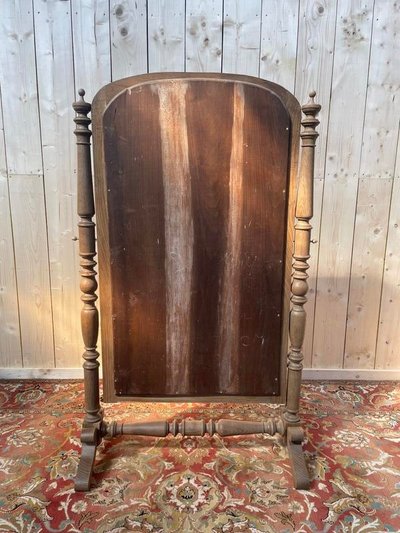 Mirror - Psyche in solid oak Napoleon III