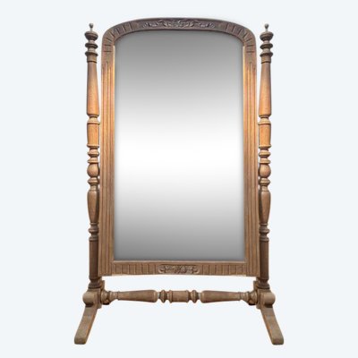 Mirror - Psyche in solid oak Napoleon III