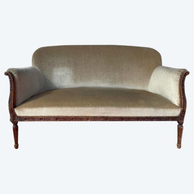 Sofa - Louis XVI style bench in frozen brown velvet
