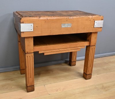 Butcher's Block in Solid Beech, X.Aubert Factory – 1950