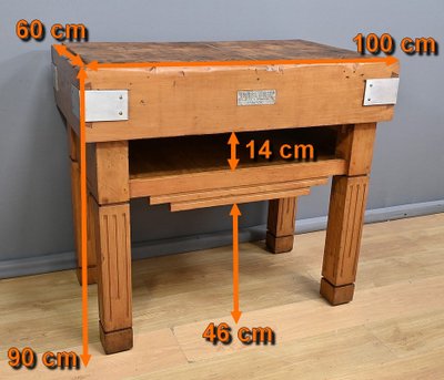 Butcher's Block in Solid Beech, X.Aubert Factory – 1950