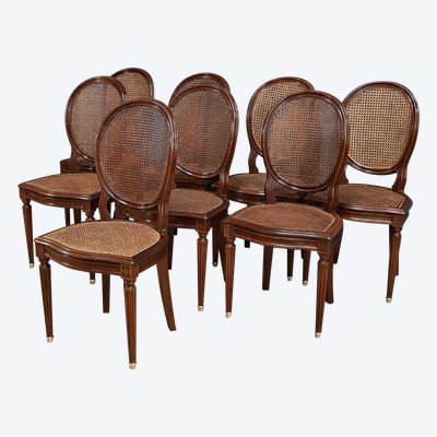 Set of 8 Mahogany Chairs, Louis XVI style – Late 19th century