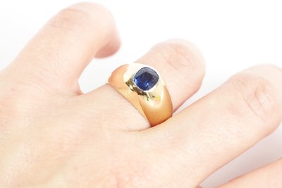 Bague jonc saphir en or 18 karats, bague jonc, saphir naturel, bague vintage