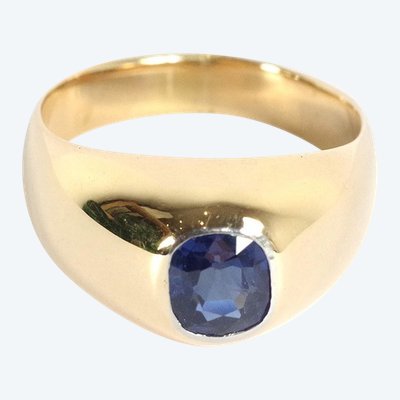 Bague jonc saphir en or 18 karats, bague jonc, saphir naturel, bague vintage