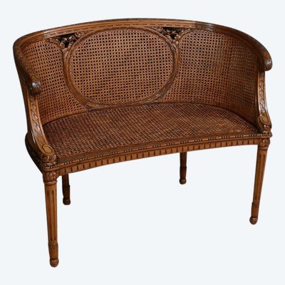 Louis XVI style walnut basket bench – 2nd part of the 19th century