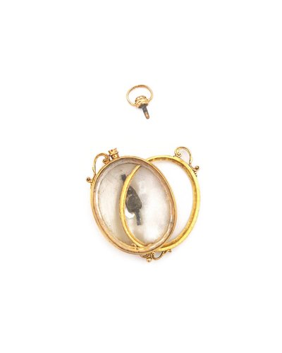 Ciondolo reliquiario apribile in oro rosa 18k, ciondolo medaglione religioso, ritratto in miniatura