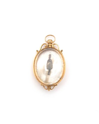 Ciondolo reliquiario apribile in oro rosa 18k, ciondolo medaglione religioso, ritratto in miniatura