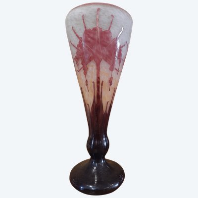 Vaso di rododendro in vetro Art Déco francese - C. Schneider 1927/1928