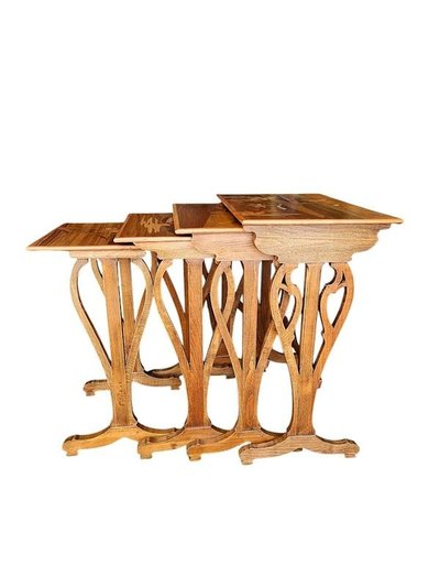 Emile Gallé Art Nouveau Nesting Table "Narcissus"