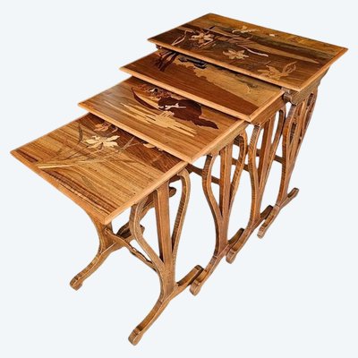 Emile Gallé Art Nouveau Nesting Table "Narcissus"