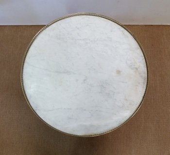  Table Bouillotte en Acajou et Marbre de Carrare, style Louis XVI – milieu XIXe 