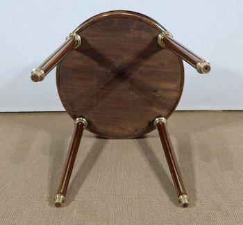  Table Bouillotte en Acajou et Marbre de Carrare, style Louis XVI – milieu XIXe 