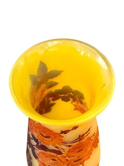 Emile Gallé Large Art Nouveau Vase "With Roses"