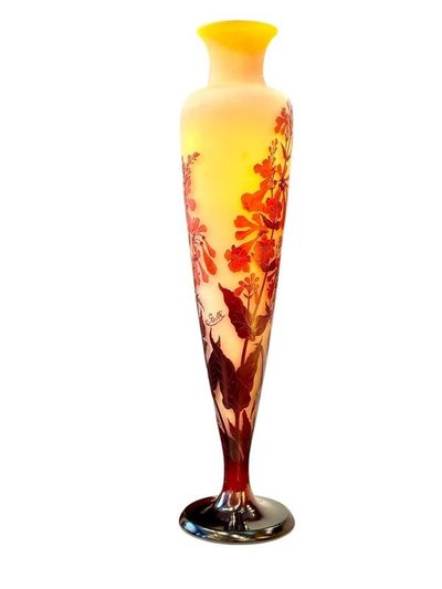 Emile Gallé Large Art Nouveau Vase "Aux Galanes"