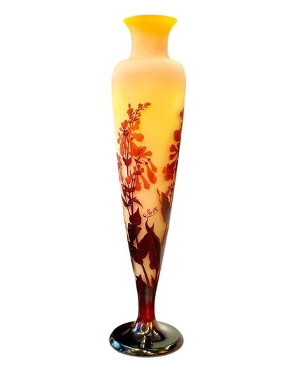 Emile Gallé Large Art Nouveau Vase "Aux Galanes"