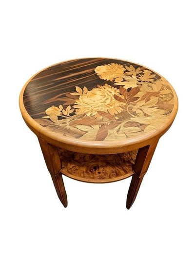 Emile Gallé Table Basse Art Nouveau "Pivoines"