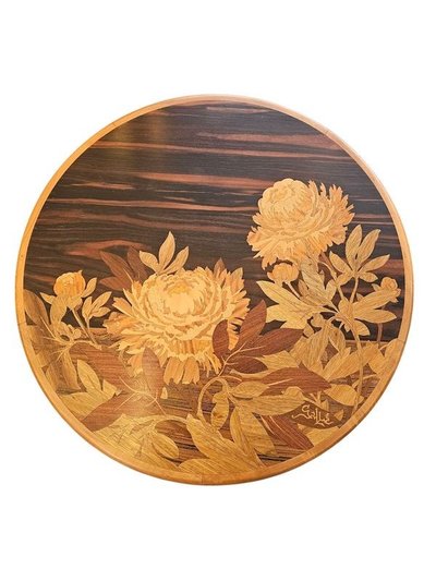 Emile Gallé Table Basse Art Nouveau "Pivoines"
