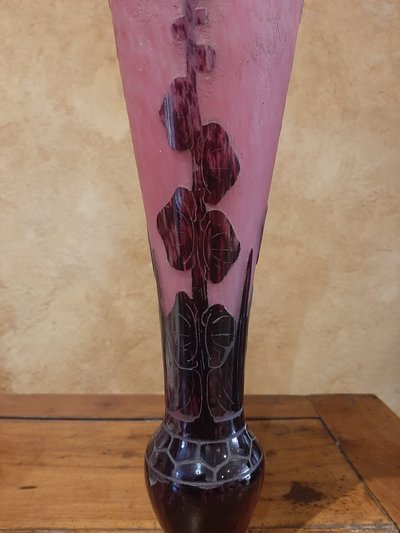 Vase Art-Déco Série Dahlias - Le Verre Français C. Schneider  1923/1926
