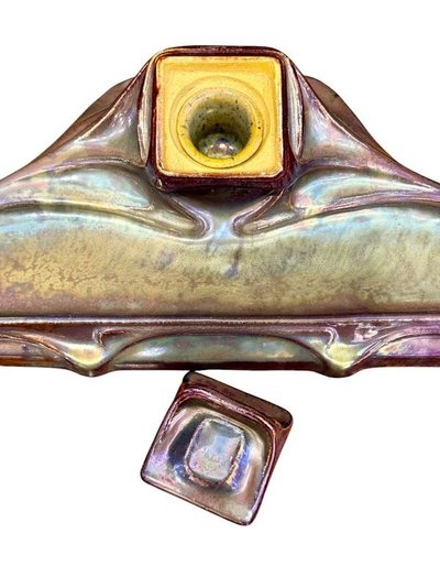 Rambervillers Art Nouveau Inkwell in Flamed Stoneware