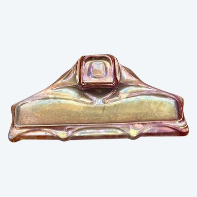Rambervillers Art Nouveau Inkwell in Flamed Stoneware