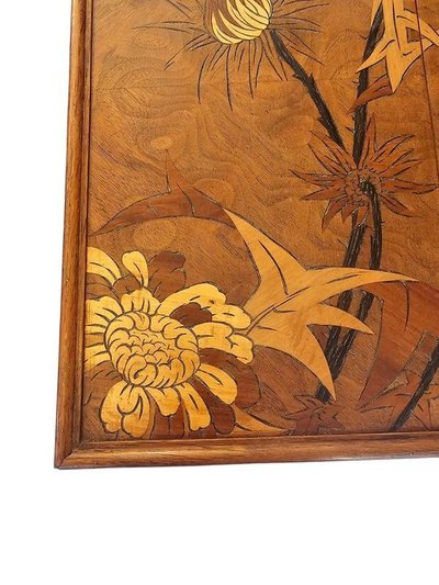 Emile Gallé Table à Jeux Art Nouveau "Chardons"