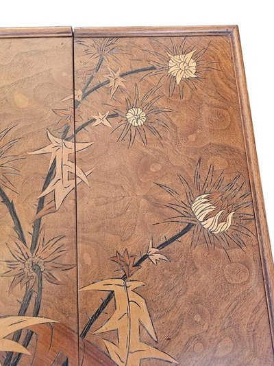 Emile Gallé Table à Jeux Art Nouveau "Chardons"