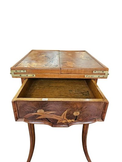 Emile Gallé Table à Jeux Art Nouveau "Chardons"