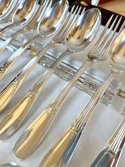 Coffret De 24 Pièces En Métal Blanc Alfénide - Art Deco Flatware