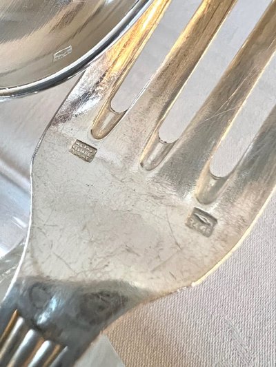 Coffret De 24 Pièces En Métal Blanc Alfénide - Art Deco Flatware