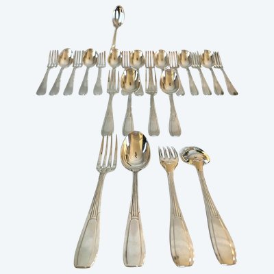 Coffret De 24 Pièces En Métal Blanc Alfénide - Art Deco Flatware