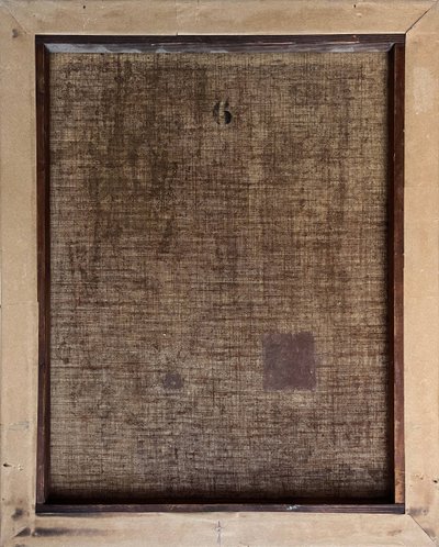 Tableau HST "Portrait de famille : la brodeuse" signé Marolles (XIX° siècle)