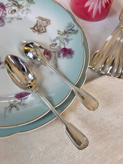Cuillères à Dessert En Métal Blanc - XXe Siècle