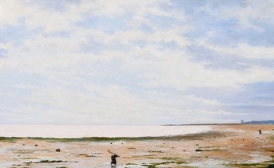 Olivier CHERON 1854-1935 Arromanches, paysage, effet du matin, tableau, Salon 1887, Normandie